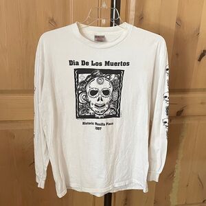 White Dia De Los Muertos Long Sleeve Shirt UNISEX